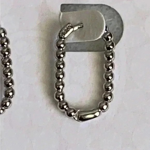 COPY - Sterling Silver Beaded Oval Hoop Earrings Brand New - Picture 3 of 3